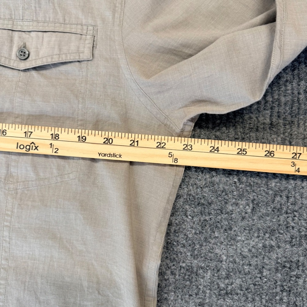 John Varvatos USA Mens XL Tan Beige Utility Roll Tab Sleeve Button Down Shirt - Picture 6 of 11